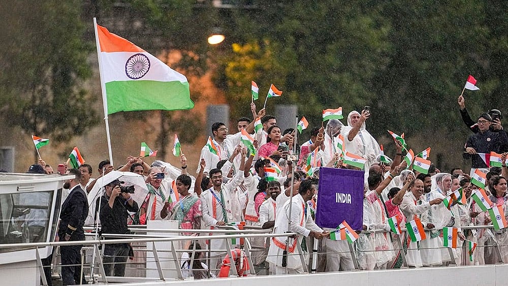 Indian athletes at Paris Olympics 2024 Opening Ceremony. - | Photo: PTI/Ravi Choudhary